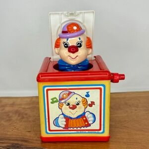 Vintage 1988 Meritus Industries Plastic Musical Clown Jack-in-the-Box Toy